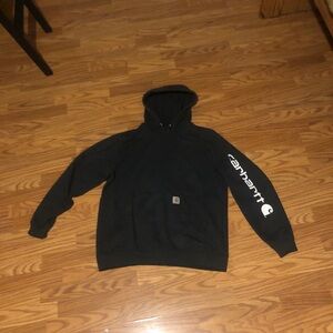 Carhartt Men's Black Hoodie with Sleeve Branding